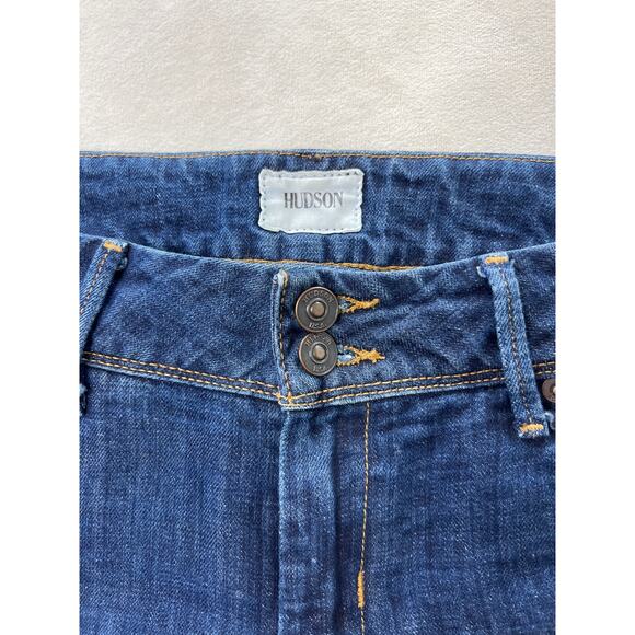 Hudson Denim Collin Skinny Leg Back Flap Pocket Dark Wash Linen Blend Jean Y2k - Picture 3 of 7